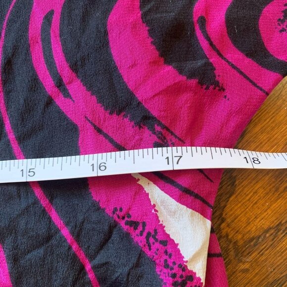 VTG Bold Abstract Silk Top Sz M Swirly Psychedelic Magenta Black Retro 70s Style - Picture 5 of 7